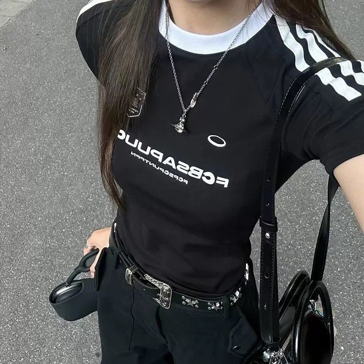 Rock more street tee เสื้อยืดแขนสั้นกุ้นขอบ