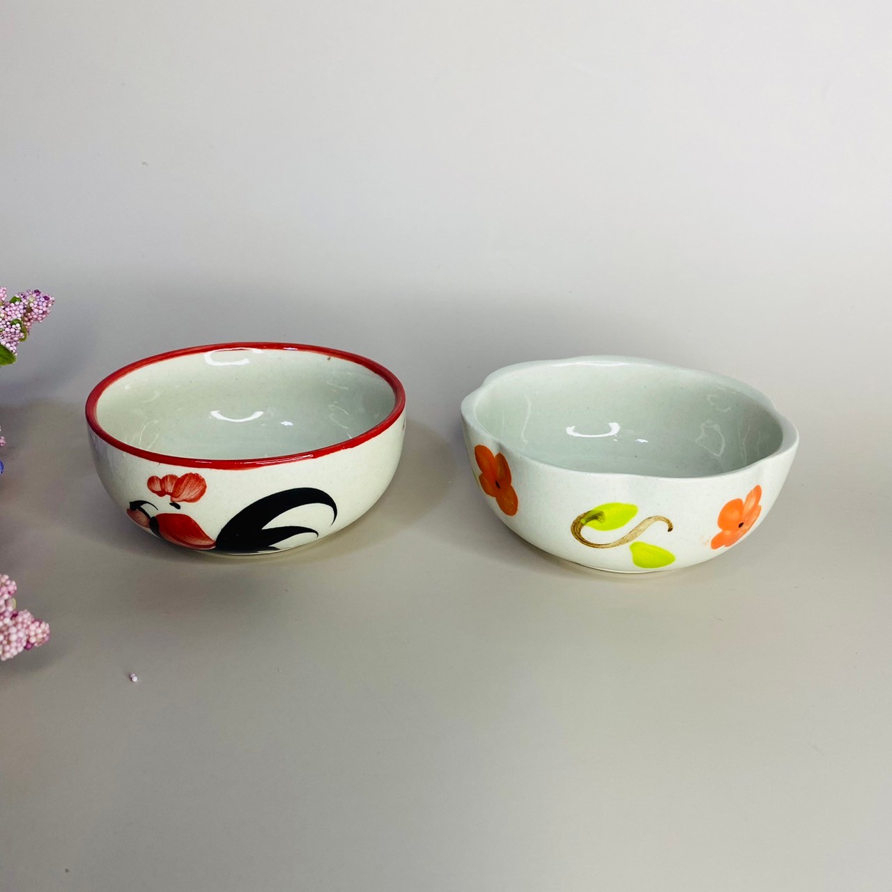 ถ้วยน้ำจิ้มเซรามิคเล็ก 9cm คละลาย / แพ็คถุงแก้วติดโบว์