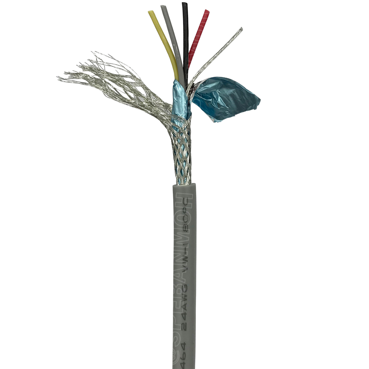 [ 100 เมตร ] TW-2464-BS-24AWG-04C สีเทา Grey สายมัลติคอร์ 4 คอร์ ขนาด 24AWG 4C x 24AWG UL2464 300V 80°C AWG24 สายชีลรอบ Braid Shielded Multicore Cable 4C Computer Cable TCU Tinned Stranded Copper AWM 2464 24AWG VW-1 80°C 300V E150612 Thai Wonderful