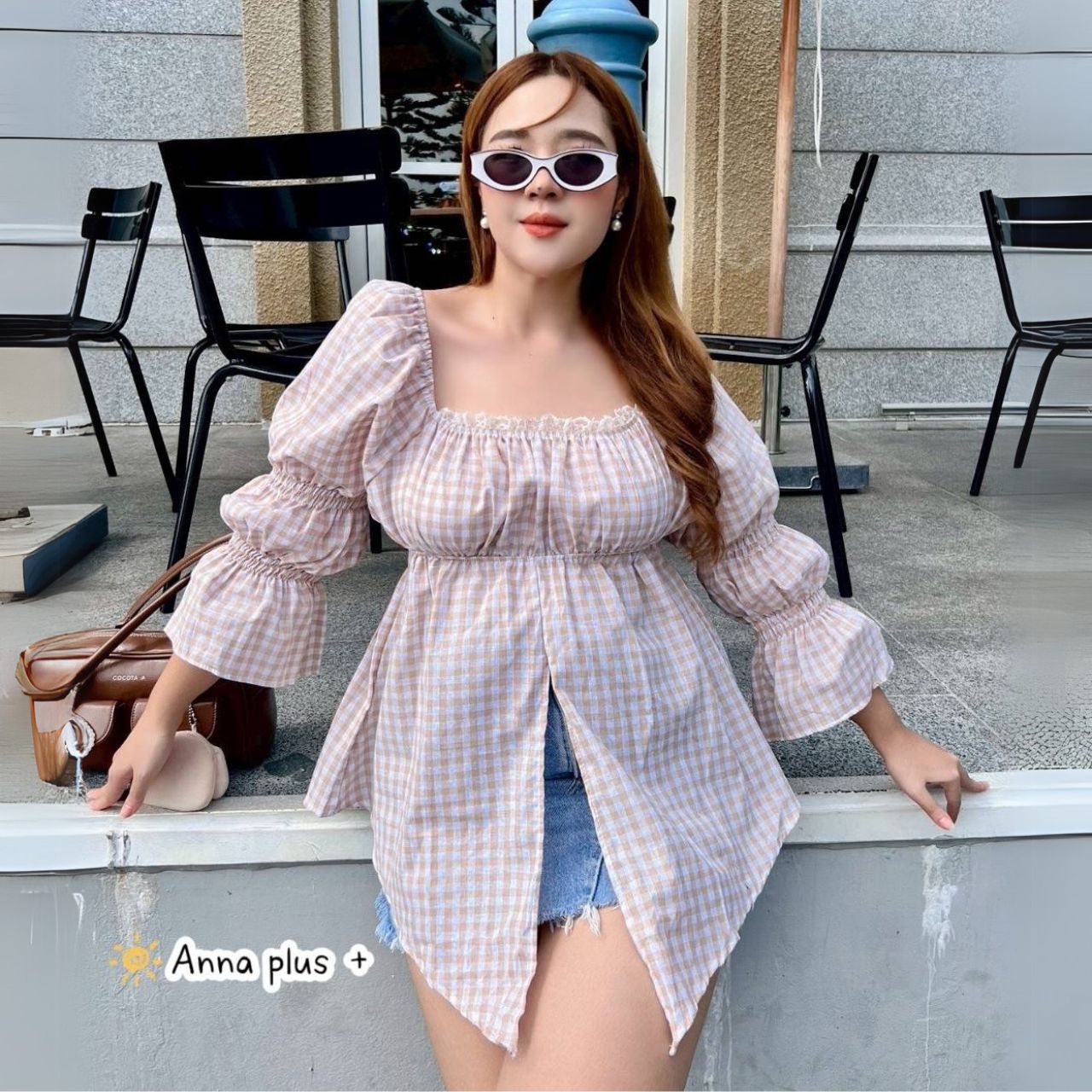 A217 เสื้อสาวอวบ คอเหลี่ยม ผ้าคอตตอน แดง ดำ ครีม ชมพู อก 38-50นิ้ว