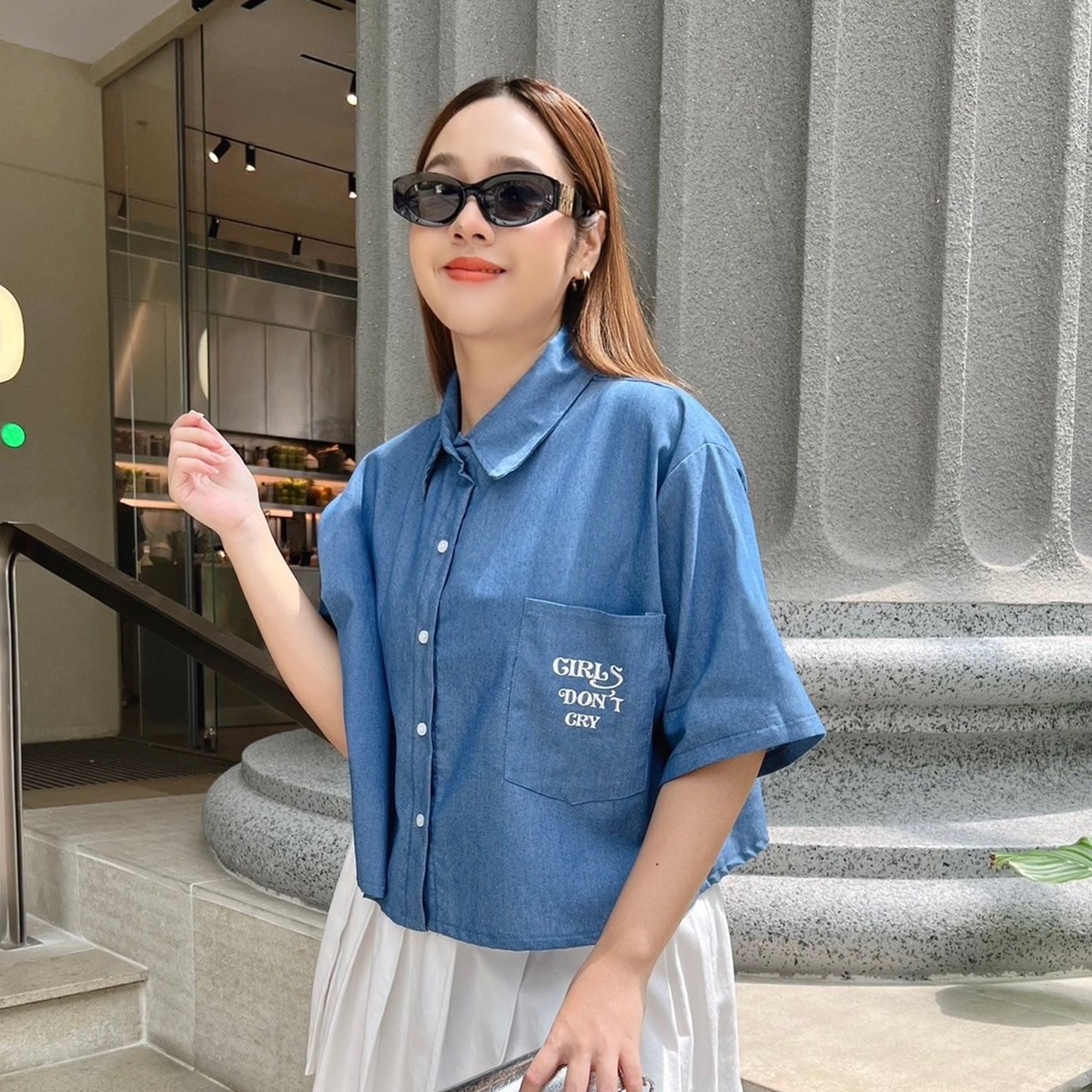 J050 เสื้อยีนส์ สาวอวบ อกได้ถึง50นิ้ว (หน้าผ้า52")