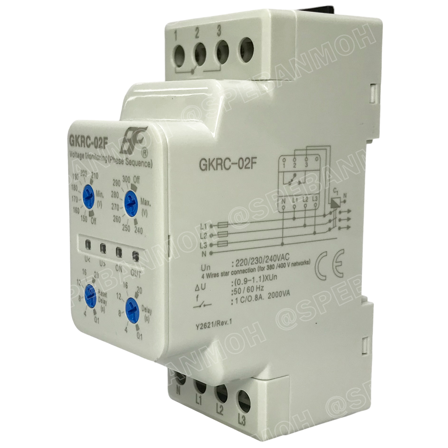 [ 1 ชิ้น ] GKRC-02F PHASE PROTECTION RELAY 3เฟส 4สาย 3P 4W 3Phase เฟสโปรเทคชั่นรีเลย์ อุปกรณ์ป้องกันแรงดันไฟตก Voltage Monitoring Relays Phase Protection อุปกรณ์ป้องกันแรงดันไฟตก ไฟเกิน 380VAC