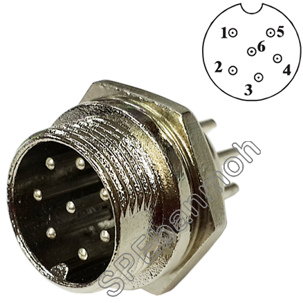 [ 3ชิ้น ] ปลั๊กเหล็ก 6 Pin PL16-PM-06 ติดแท่น ขนาด 16มิล