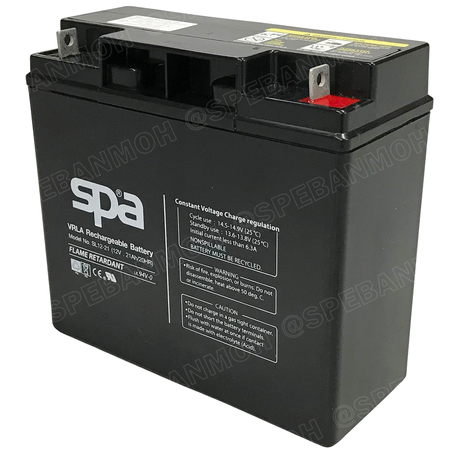 SL12-21 SPA Battery 12V 21A แบตเตอรี่แห้ง สำรองไฟ 12V 21Ah SL แบตเตอรี่สปา แบตเตอรี่ SPA แบตแห้ง SPA แบต UPS ไฟฉุกเฉิน ระบบเตือนภัย แบตเครื่องสำรองไฟ แบตไฟฉุกเฉิน แบตUPS แบตเตอรี่แห้ง SPA Valve Regulated Lead Acid Battery แบตเตอรี่ชนิดแห้ง ไม่ต้องเติมน้ำก