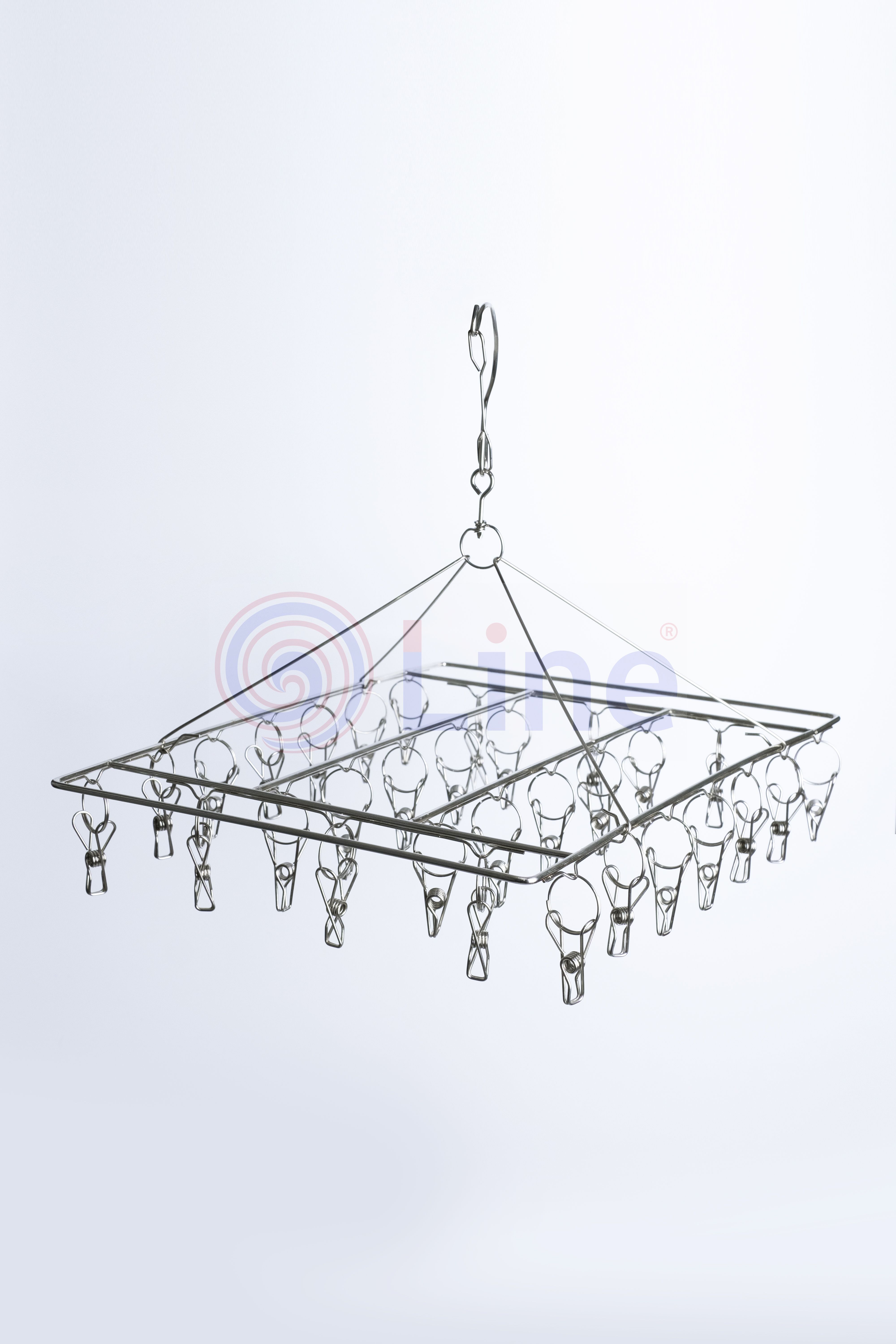 Q Lineที่หนีบผ้าสเตนเลสแบบเหลี่ยม 30 ตัวหนีบ (ลวดหนา) MS-502/4