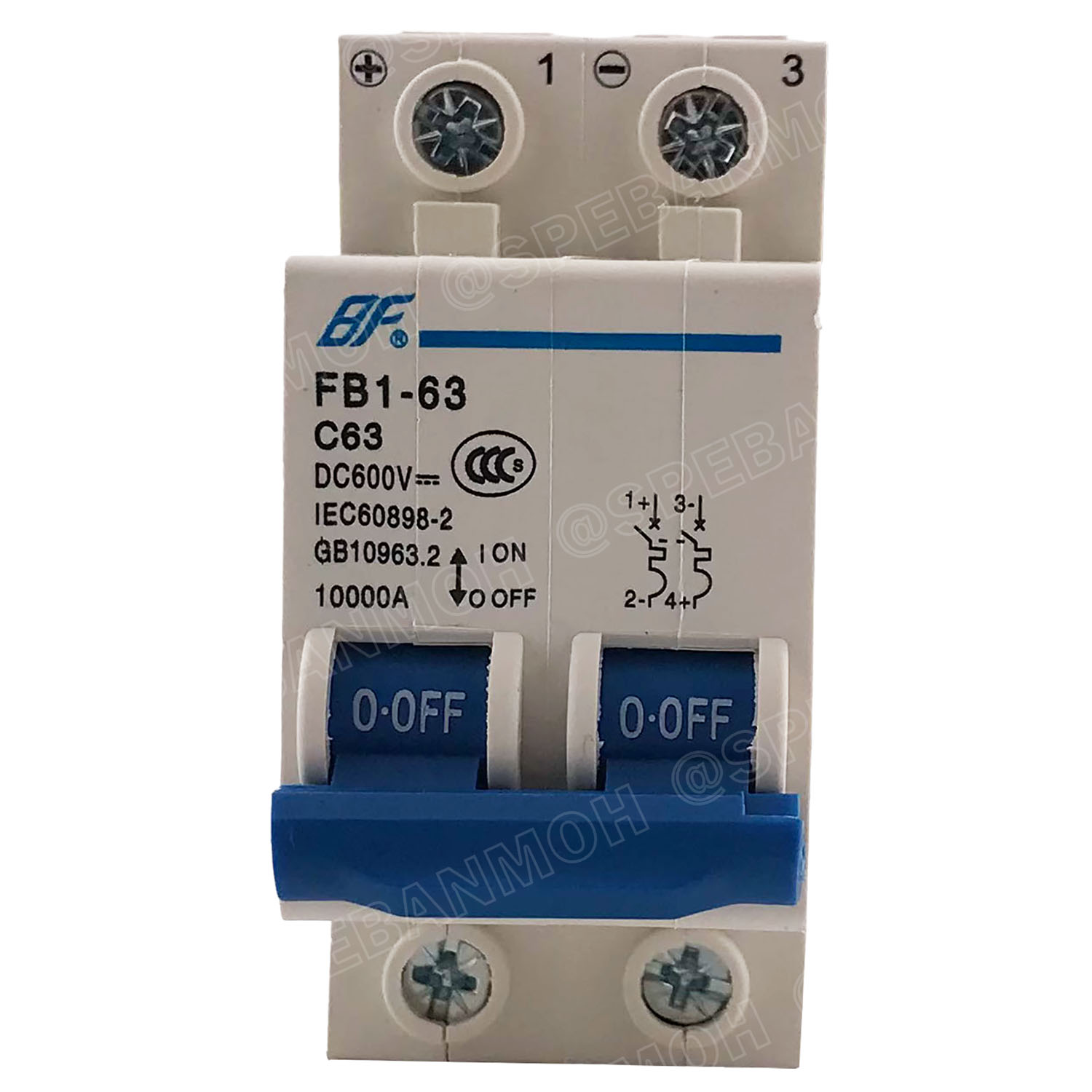 [ 1ชิ้น ] FB1-63-2P 63A BF เบรกเกอร์ ดีซี 2P 63แอมป์ 2Pole DC Breaker 600 VDC DC Circuit Breaker 2P สำหรับงาน solar cell เบรกเกอร์ไฟฟ้าโซลาร์เซลล์ DC ป้องกันกระแสเกิน ใช้ได้กับไฟฟ้ากระแสตรง DC เบรกเกอร์ 2โพล Solar Breaker เซอร์กิตเบรกเกอร์ MCB Breaker