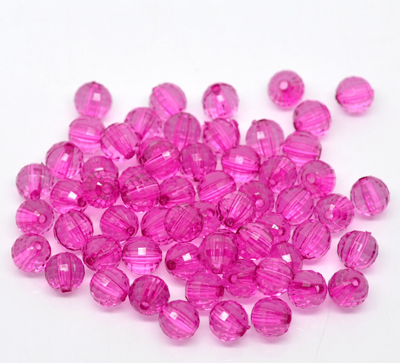 ลูกปัดอะครีลิคกลม คริสตัลสไตล์ ขนาด 8mm แพ็ค 100 เม็ด