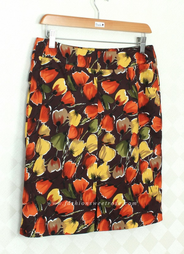 กระโปรงแฟชั่น&ทำงาน กระโปรงทรงสอบผ้าคอตต้อนพิมพ์ลายดอกทิวลิป / SK-322