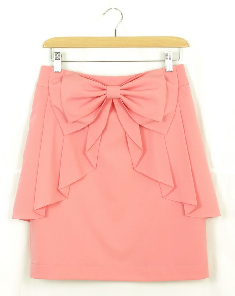 SK-152 กระโปรงแฟชั่น&ทำงาน ผ้าไหมอิตาลี มีโบว์ซ้อนกัน 2 ชั้น