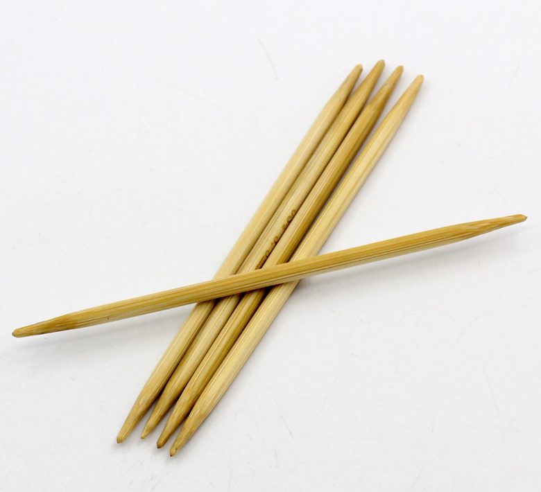 ไม้นิตตรงไม้ไผ่ Double Point ยาว 10 ซม. หัว 3.5 มม. US Size 4 แพ็ค 5 อัน