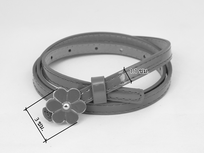BLT-291-294 เข็มขัดแฟชั่นผู้หญิงเส้นเล็ก สายหนังเทียม หัวโลหะรูปดอกไม้ (มี 4 สีให้เลือก)