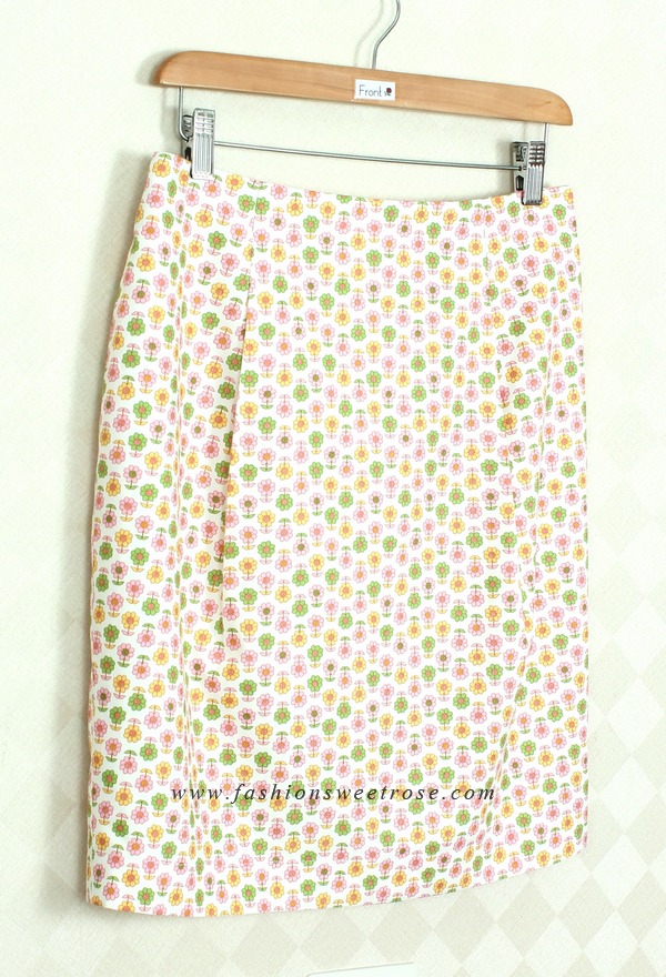 SK-377 กระโปรงแฟชั่น&ทำงาน ทรงสอบ Twin Pleated Skirt ผ้าคอตต้อนญี่ปุ่นพิมพ์ลายดอกไม้