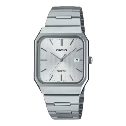 CASIO Standard รุ่น Mtp-b185d-7avdf สายสีเงิน หน้าปัดสีขาว สินค้าของเเท้ รับประกันศูนย์ CMG