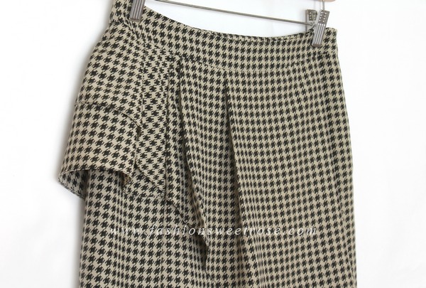 SK-407 กระโปรงแฟชั่น&ทำงาน ทรงสอบ ผ้า High-Twist พิมพ์ลายชิโนริโทนดำ