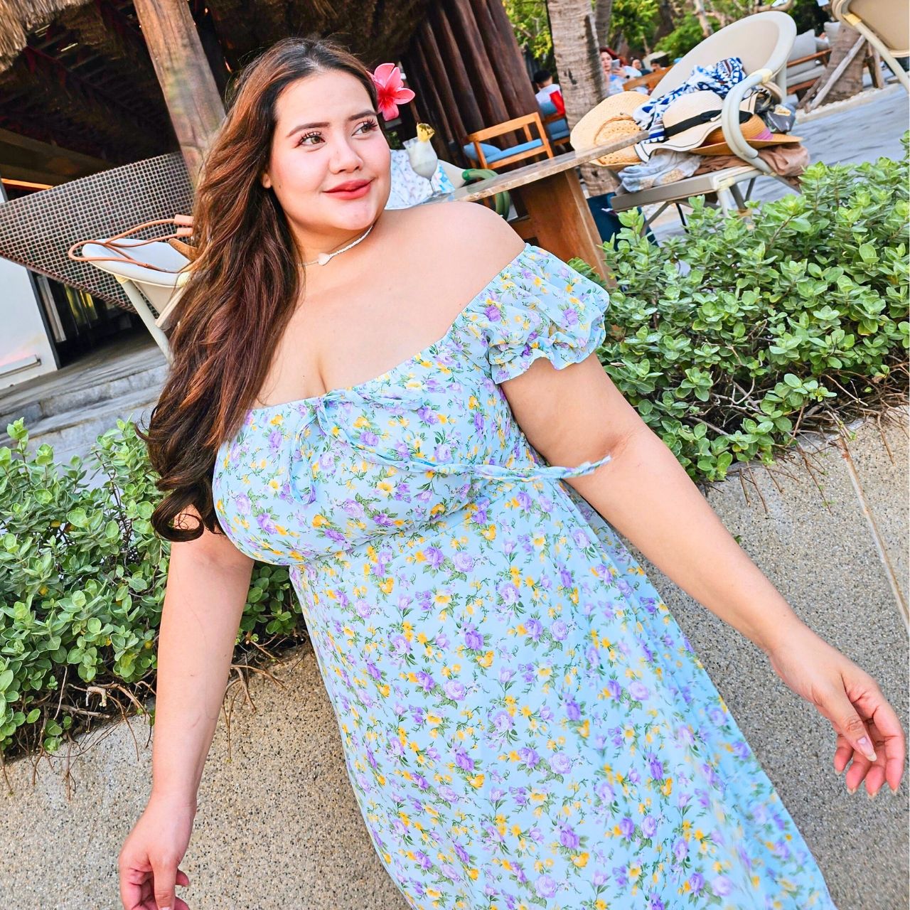 A206 เดรสสาวอวบ ผ้าชีฟอง สม็อคหลัง อกได้ถึง 50 นิ้ว มี4ลาย อก40-50นิ้ว