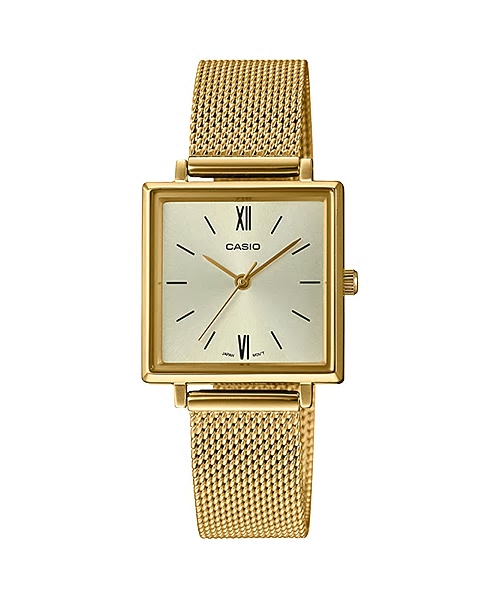 CASIO Standard รุ่น LTP-E155MG-9BDF สีทอง สายสแตนเลส สินค้าใหม่ ของแท้ รับประกันศูนย์ CMG