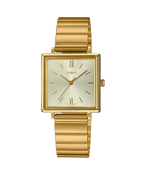 CASIO Standard รุ่น LTP-E155G-9ADF สายสแตนเลส สีทอง สินค้าใหม่ ของแท้ รับประกันศูนย์ CMG