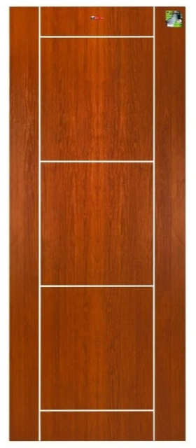 MP17 ประตู UPVC เซาะร่อง สีโกลเด้นทีค