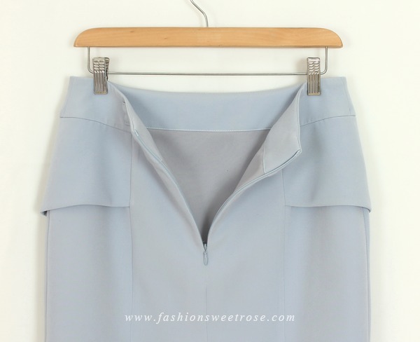 SK-453 กระโปรงแฟชั่น&ทำงาน ทรงสอบ ผ้า Double Twist สีฟ้า