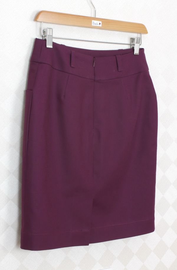SK-272 กระโปรงแฟชั่น&ทำงาน ทรงสอบ ผ้าญี่ปุ่นผสมสเปนเด็กสีม่วงเปลือกมังคุด