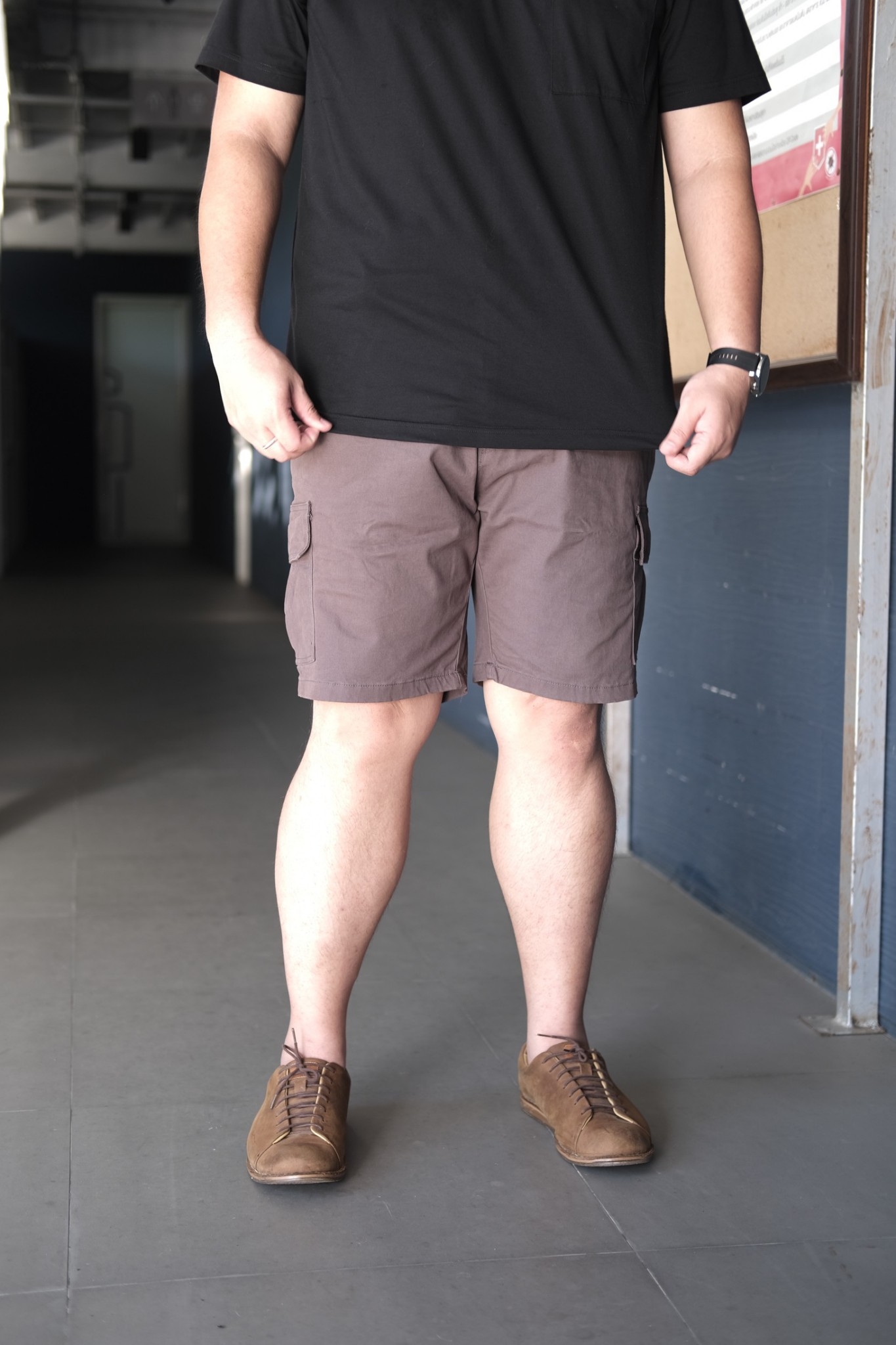 กางเกงคาร์โก้ ผ้าชิโน่ ขาสั้น สำหรับผู้ชายอ้วน ผ้ายืด3ส่วนใส่สบาย ไซส์ใหญ่ 40-48"