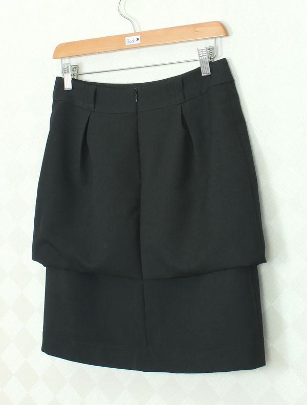 SK-349 กระโปรงแฟชั่น&ทำงาน ทรงสอบ ผ้าสลาฟญี่ปุ่นสีดำ ตัวกระโปรงซ้อนกัน 2 ชั้น