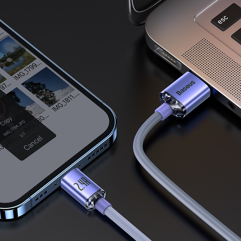 Baseus Crystal Shine Series Fast Charging Data Cable USB to iP 2.4A 2m สินค้ารับประกันแท้จากศูนย์