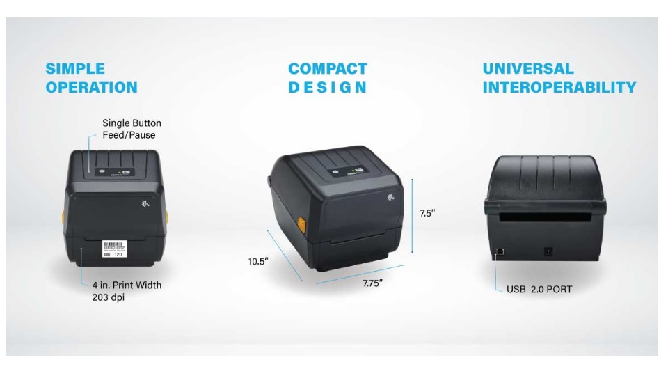 เครื่องพิมพ์บาร์โค้ด Zebra ZD220 Thermal Transfer Desktop Printer for (Labels, Barcodes)