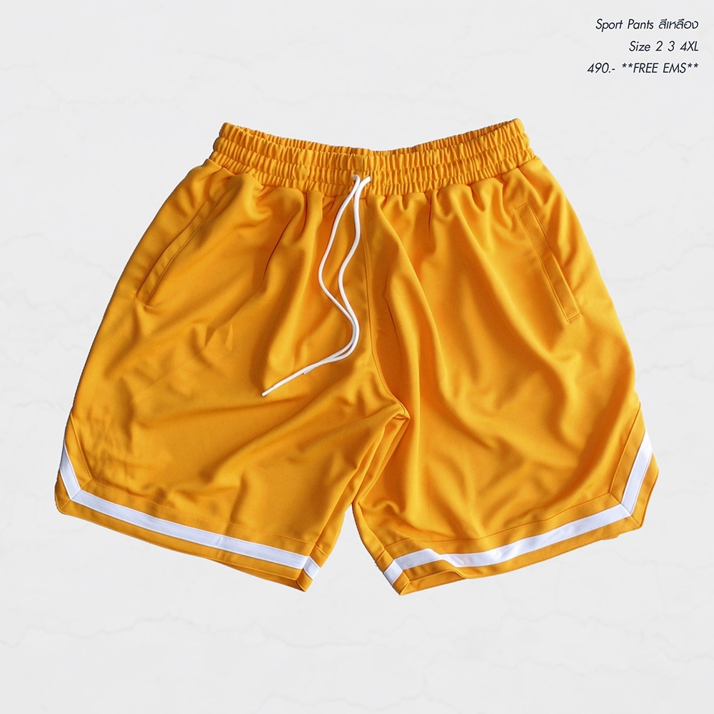 กางเกงวอม Free Size 3ส่วน ผ้าร่ม ใส่ออกกำลังกาย 2XL 3XL 4XL สีเหลือง