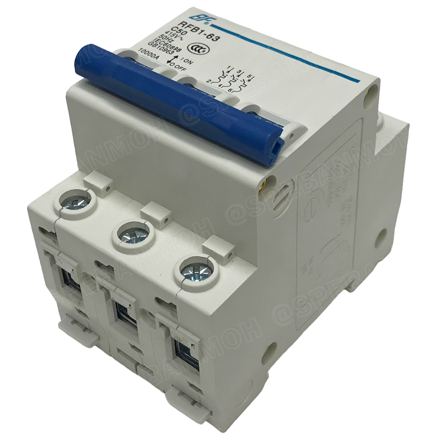 [ 1ชิ้น ] RFB1-63 3P 63A เบรกเกอร์ 6kA Type C เมนเบรกเกอร์ เบรกเกอร์ลูกย่อย ลูกย่อย 3โพล เบรกเกอร์กันไฟเกิน BF เซอร์กิตเบรกเกอร์ RFB1-63 415VAC 3เฟส เบรกเกอร์ไฟบ้าน ยึดรางปิกนก เบรกเกอร์ติดรางดินเรียล 3Phase Mini Circuit Breaker MCB 3P