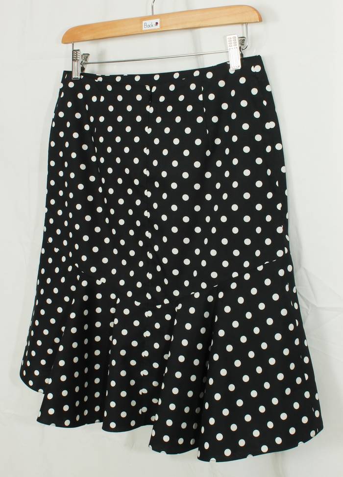 SK-198 กระโปรงแฟชั่น&ทำงาน ทรงย้วย ผ้าคอตต้อนญี่ปุ่นสีดำ Polka Dot Black