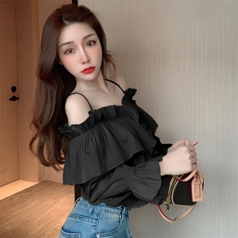 เสื้อลินินเปิดไหล่ แขนยาว Linen blouse