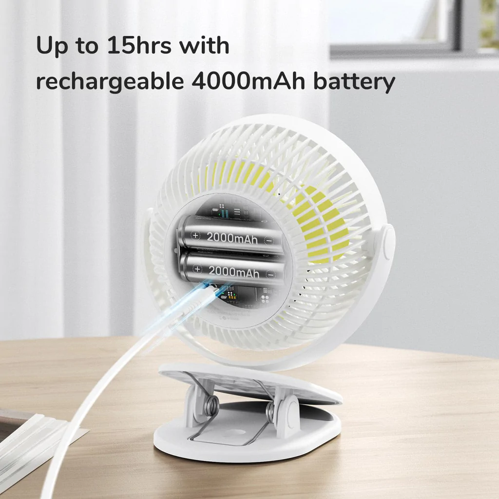 Jisulife FA18S Clip Mini Fan พัดลมตั้งโต๊ะแบบหนีบ ปรับระดับความแรงได้ 4 ระดับ หมุนได้แบบ 360 องศา ประกันศูนย์ 6 เดือน
