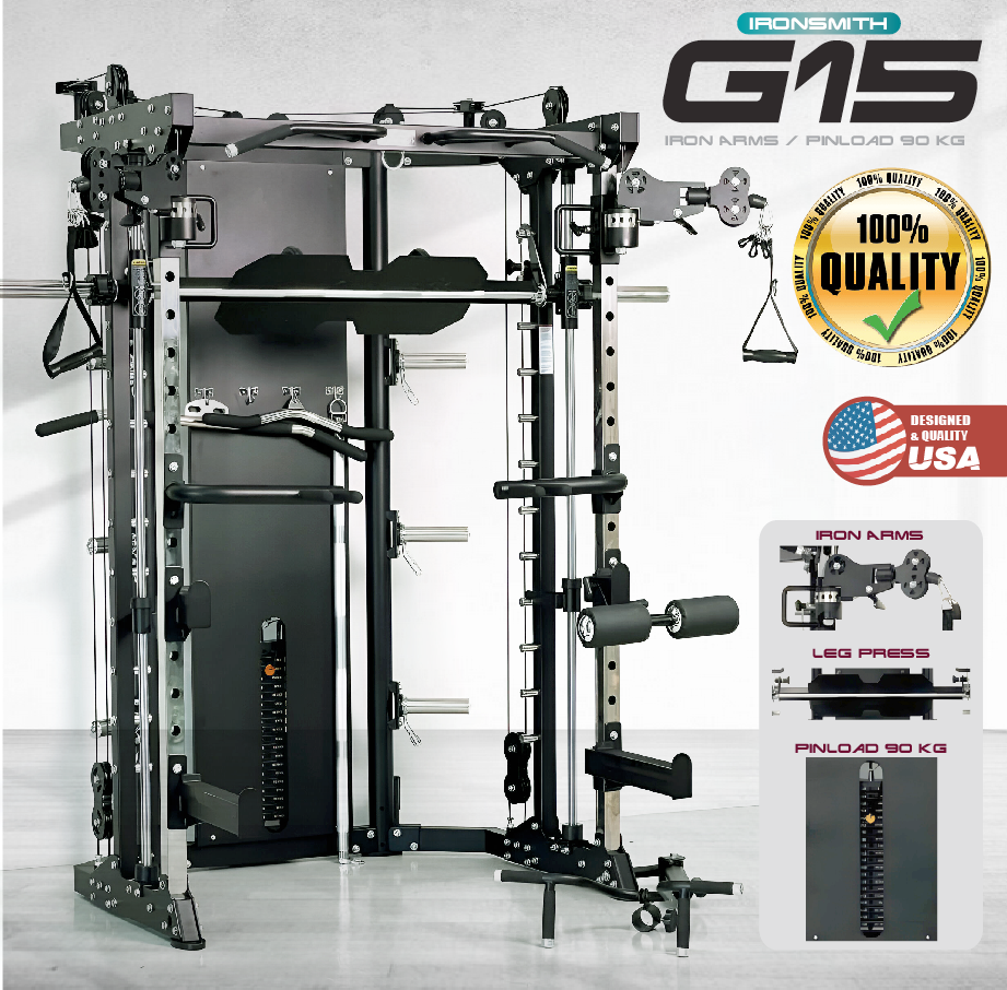 สมิทแมชชีนG15 Smith Machine Iron Smith G15 ม้านั่ง204+แผ่นน้ำหนัก50 kg