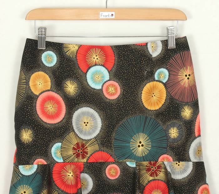 SK-211 กระโปรงแฟชั่น&ทำงาน ทรงย้วย ผ้าคอตตอนญี่ปุ่นพิมพ์ลายวงกลมกราฟฟิคแฟนซี