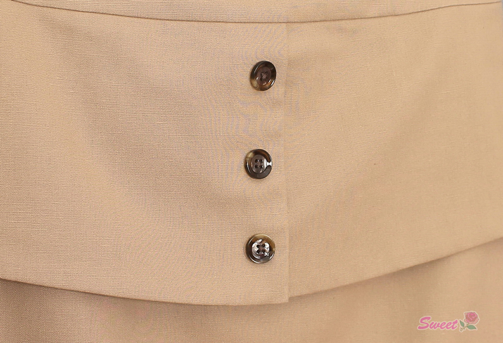 SK-497 กระโปรงทรงสอบ ผ้าคอตต้อนลินินสีแอปริคอท