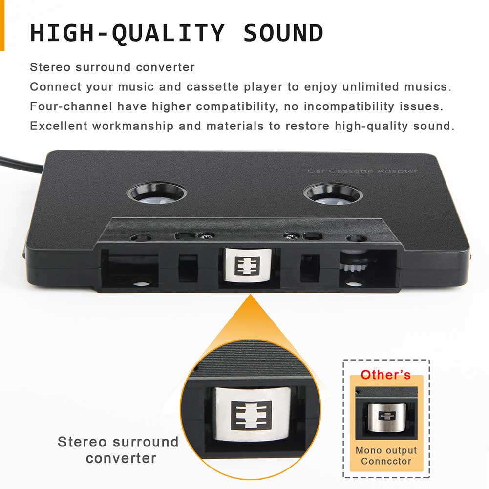 Car Tape Cassette Adapter ตลับเทป AUX สำหรับรถยนต์ เสียบกับโทรศัพท์ หรือเครื่องเล่น mp3 ได้