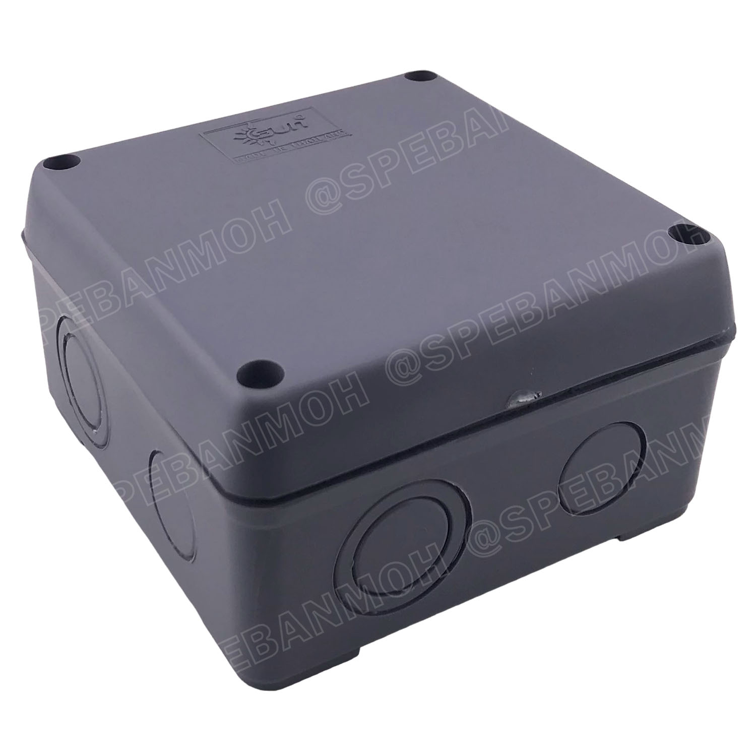 [ 1ชิ้น ] BOX-4X4 SUN กล่องพักสายไฟ กันน้ำ สีเทา Grey Junction Box WaterProof 4นิ้ว 4x4inch กล่องกันน้ำ บล็อคพักสายไฟ พลาสติก 110x110 mm กล่องพักสายแบบเจาะรู บล็อกกันน้ำ กล่องไฟกันน้ำ Waterproof Box กล่องเก็บสายไฟ เก็บสายไฟ เก็บสาย แบบเหลี่ยม
