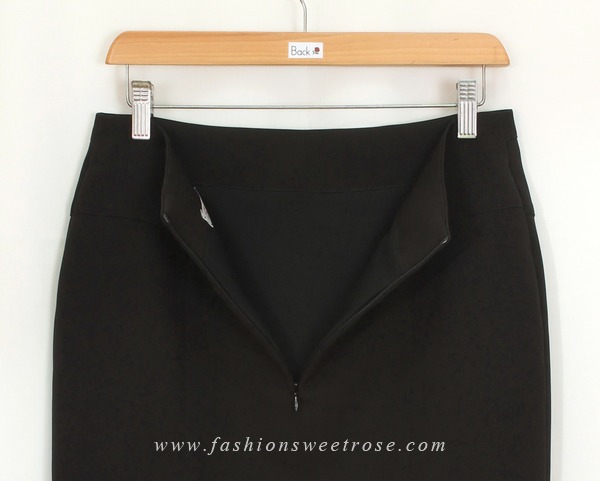 SK-448 กระโปรงทรงสอบ ผ้า Double Twist สีดำ