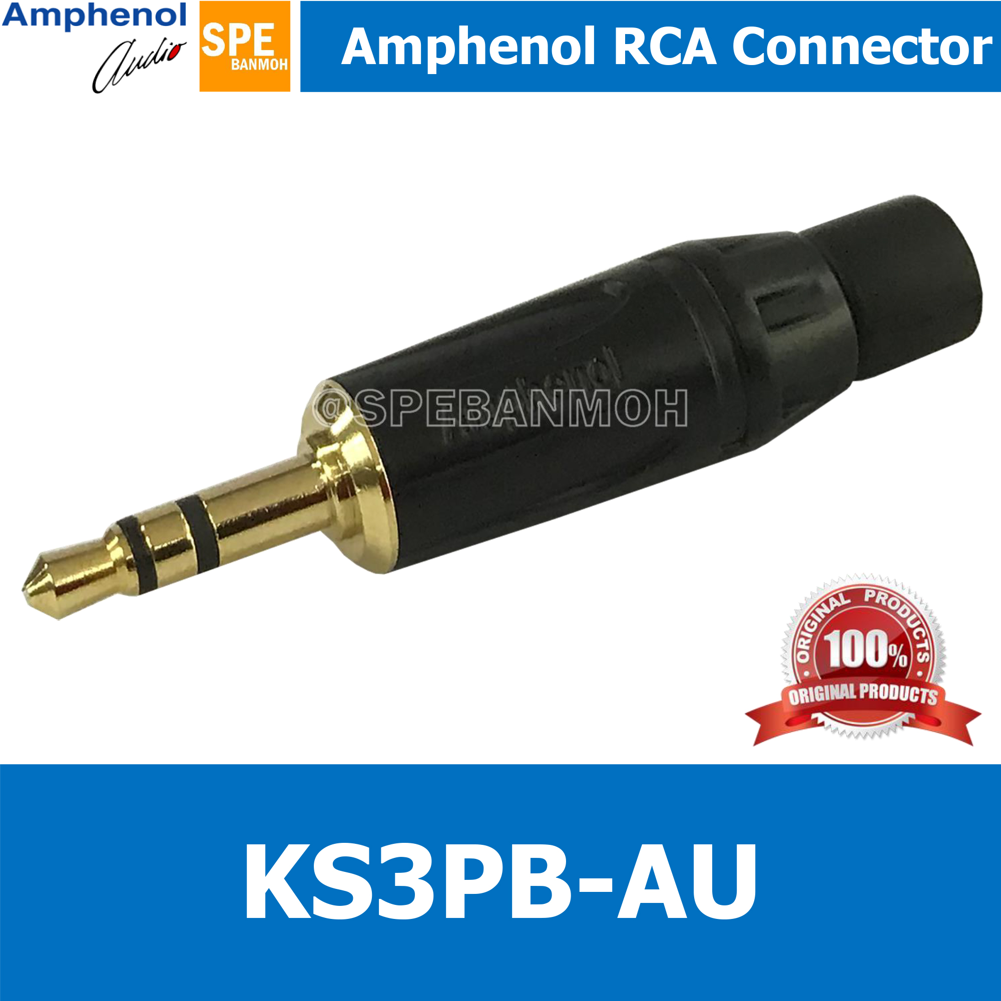 KS3PB-AU หัว 3.5 mm สเตอริโอ KS3P Amphenol หัว Aux 3.5 3.5mm. Male TRS Audio Plug ปลั๊กไมค์เล็กสเตอริโอ 3.5 มม Mini Phone Plugs 3.5mm. K-Series Stereo