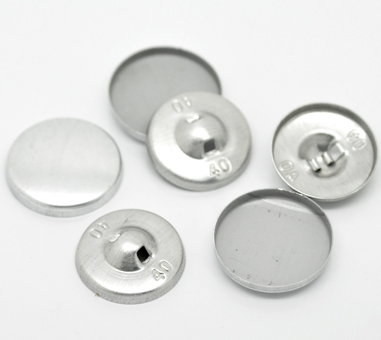 ตัวครอบโลหะอลูมิเนียมสำหรับปั๊มกระดุม ขนาด 24mmx24mm, 22mmx22mm 20 เซต