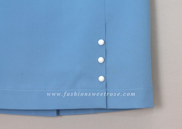 SK-447 กระโปรงแฟชั่น&ทำงาน ทรงสอบ ผ้าไหมอิตาลีสีฟ้า