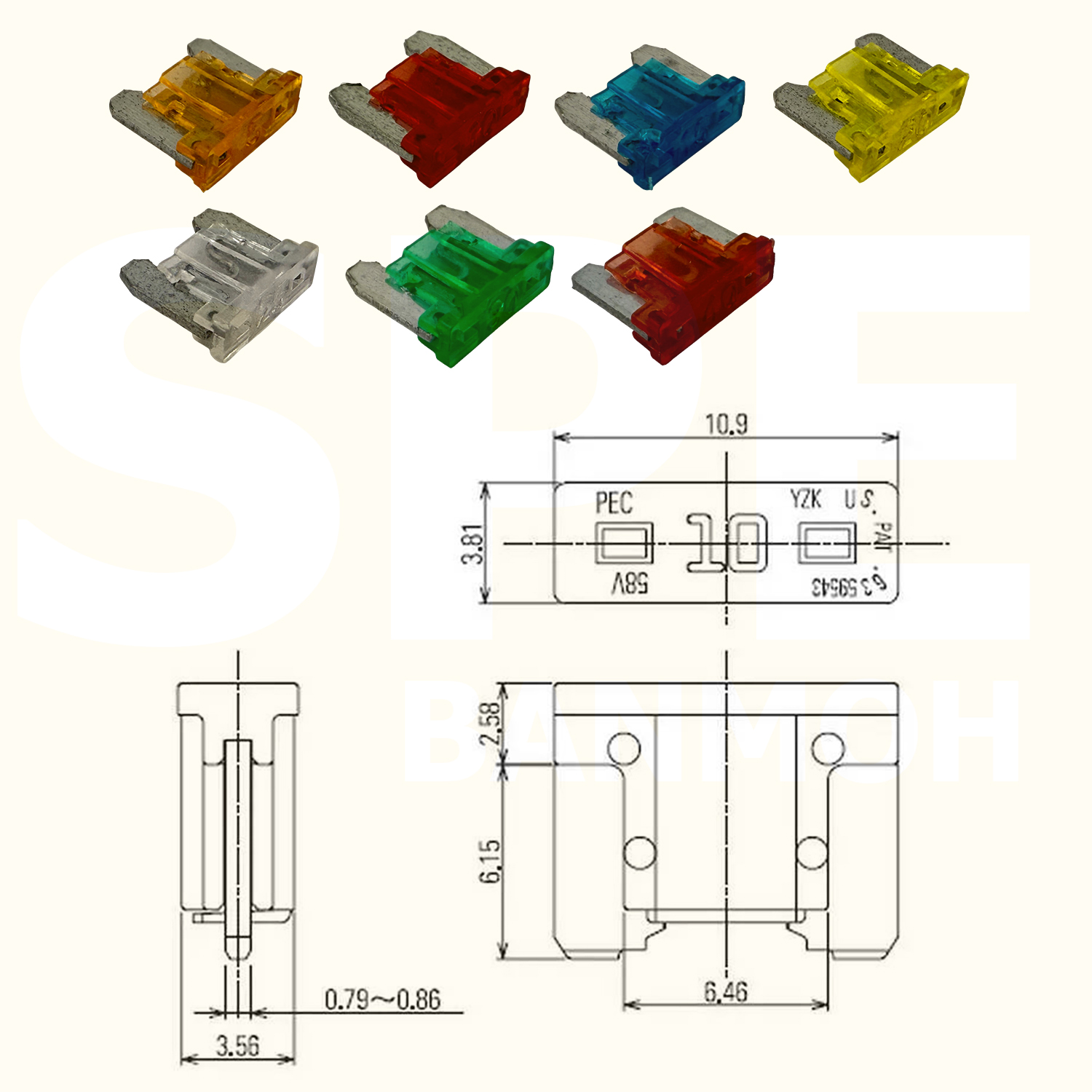[ 100 ชิ้น ] FMS ฟิวส์เสียบไมโคร Micro Blade Fuse Pico ฟิวส์รถยนต์ ลูกฟิวส์ ฟิวส์ใบมีดไมโคร ATO/ATC Micro blade fuses Car Fuse ฟิวส์รถยนต์ ขนาดเล็ก ฟิวส์มอไซ ฟิวส์เครื่องจักร ฟิวส์เสียบ Automotive fuse AUTO FUSE อุปกรณ์ป้องกันกระแสเกิน