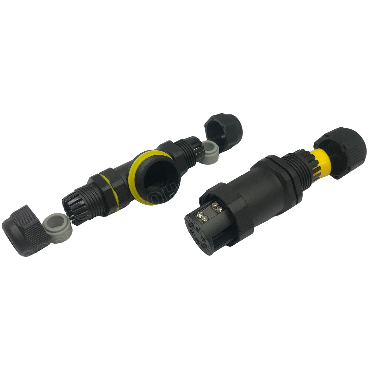 [ 1 ชิ้น ] PGT3-01-02 คอนเน็คเตอร์ กันน้ำ 2P 2x1.5 mm2 10A 250V 3ทาง IP68 Waterproof Connector 3 Way ขั้วต่อสายไฟกันน้ำ ข้อต่อกันน้ำ ขันน็อต ขั้วกันน้ำแบบ T Connector Aviation Plug IP68 ปลั๊กกันน้ำ ข้อต่อกันน้ำ ต่อกลาง ชุดต่อสายไฟ IP 68 กันน้ำ กันฝุ่น