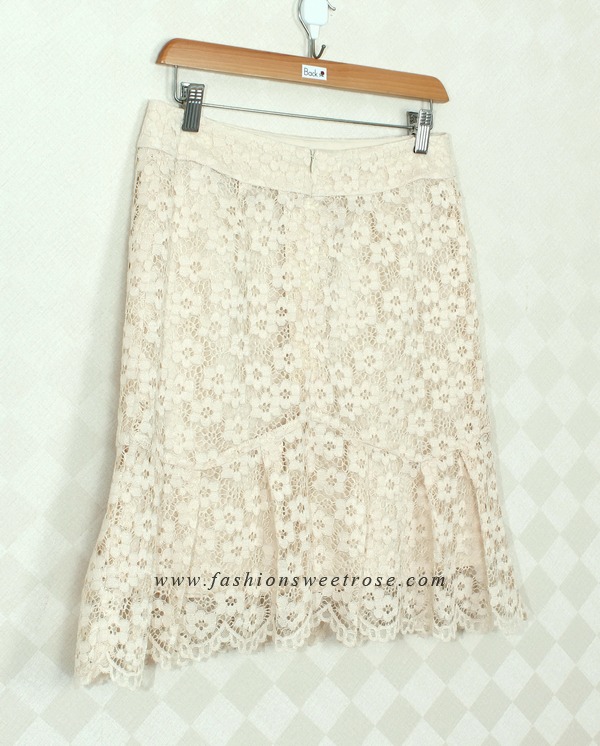 SK-387 กระโปรงแฟชั่น กระโปรงทำงาน ทรงย้วย ผ้าลูกไม้เนื้อนิ่มสีครีม