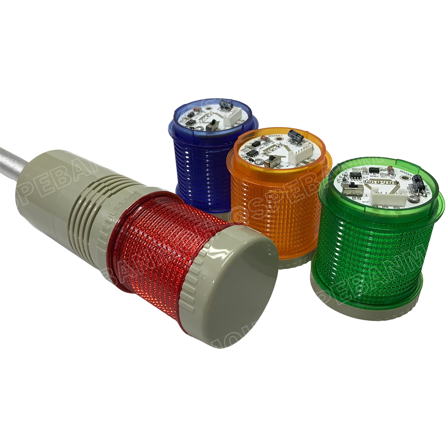 [ 1 ชิ้น ] ZT-50-WJ ฐาน 5เส้น ทาวเวอร์ไลท์ Tower Warining Light LED 24VDC 220VAC ปร้บ กระพริบ ติดค้าง มีเสียง Red Yellow Green Blue สัญญาณเตือนไฟกระพริบ มีเสียง Flashing + Buzzer LTA-205 ZT หลอดไฟ LED เตือนภัย Towe Light แสดงสถานะเครื่องจักร สำหรับโรงงาน