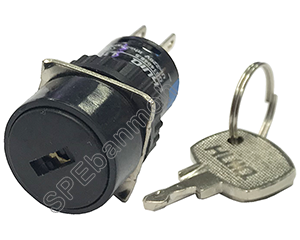 A16-22ZK001-2 สวิทช์กุญแจ (Key switch) ∅16mm ON-OFF 3A 220VAC