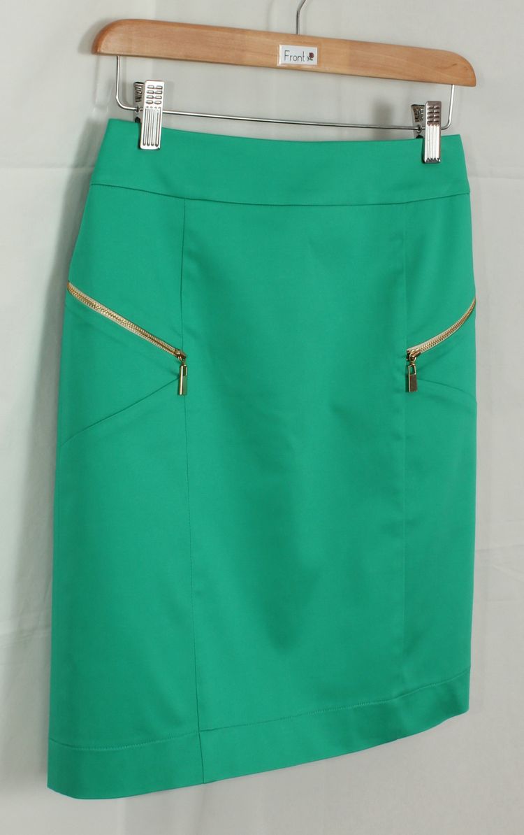 SK-118 กระโปรงแฟชั่น&ทำงาน ทรงสอบ ผ้าคอตต้อนญี่ปุ่นผสมสเปนเดกสีเขียวมิ้นท์