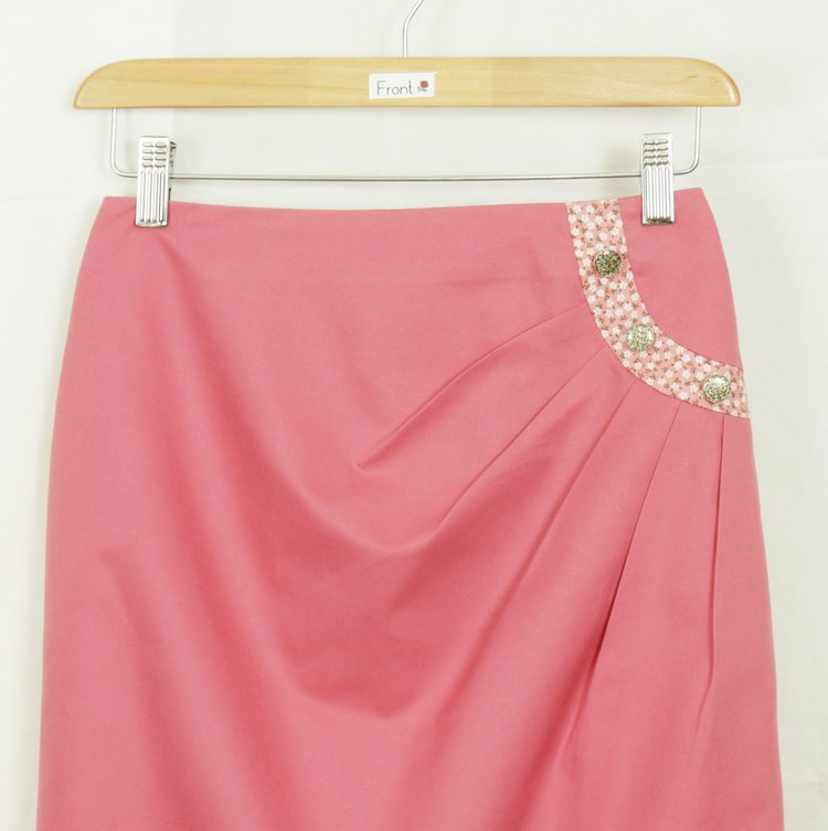 กระโปรงแฟชั่น&ทำงาน ทรงสอบจับจีบ 4 ชั้น ผ้าคอตต้อนญี่ปุ่นสี Pink Candy / SK-110