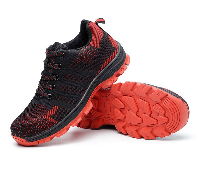 JUBANG รองเท้าเซฟตี้ผ้าใบ หัวเหล็ก ระบายอากาศดี พื้นยางกันลื่น หัวเหล็ก พื้นเสริมแผ่นเหล็ก